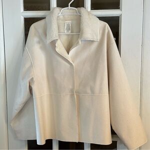 Skye’s The Limit Jacket Faux Suede/Fur Reversible Vanilla Snap Closure 1X New